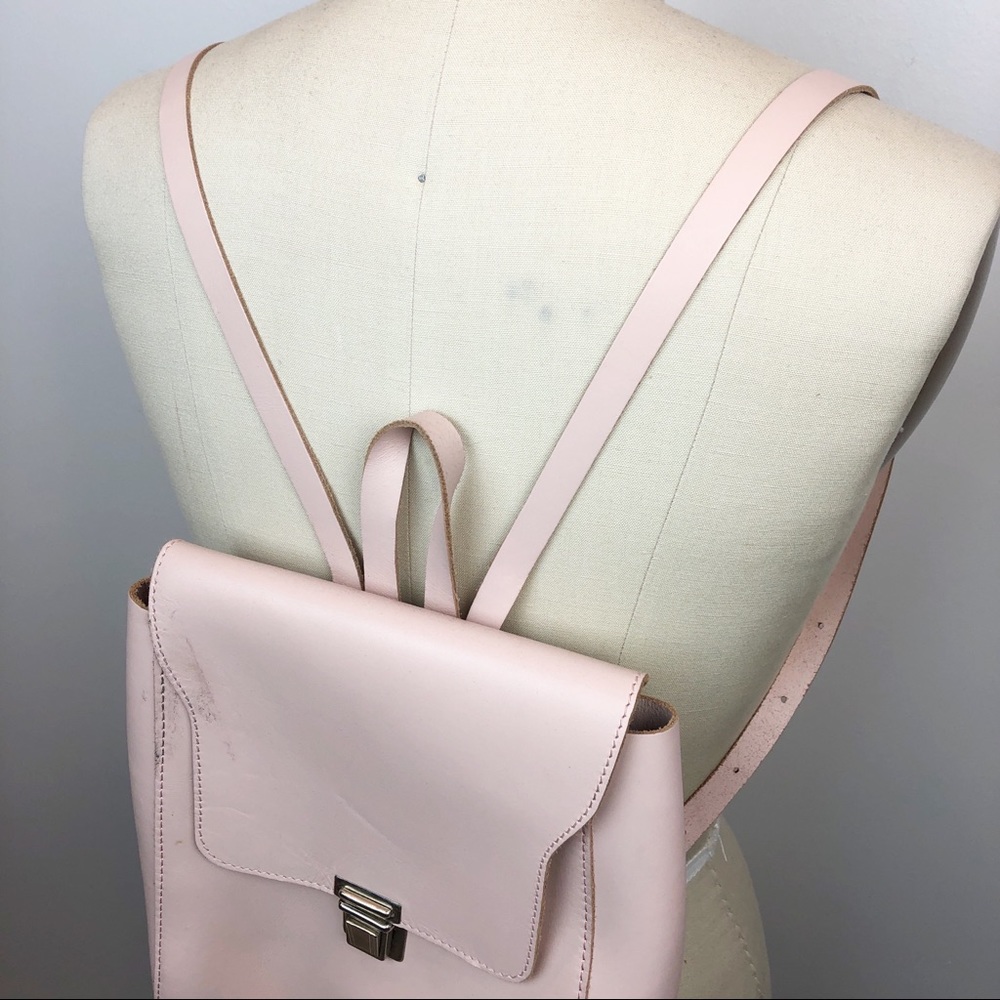 Blush Square Structured Leather Mini Backpack - image 2